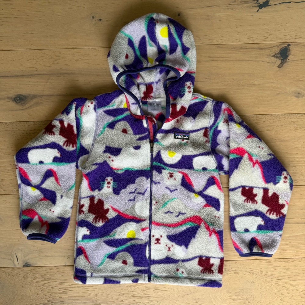 Patagonia Kids 5T Synchilla Fleece Full Zip Hoodie Arctic Animals Print